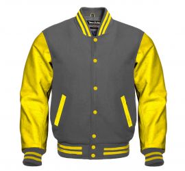 Varsity Jacket Dark Grey Yellow